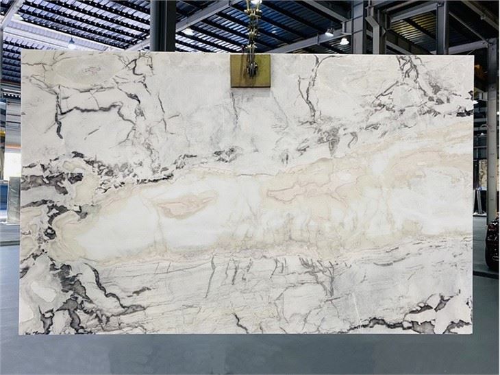 Polished picasso white marble